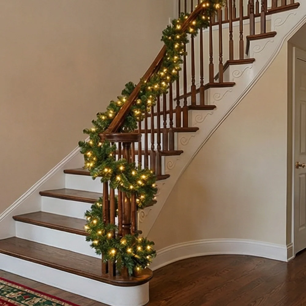 Christmas Wreath Fake - 2.7M Artificial Green Christmas Garland Wreath,