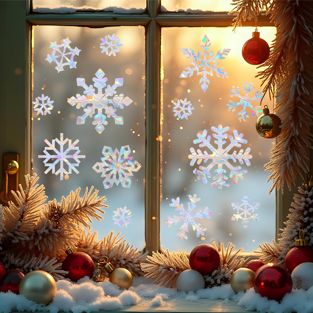 Snowflake Window Decal - Snowflake Electrostatic Colorful Wall Stickers Window