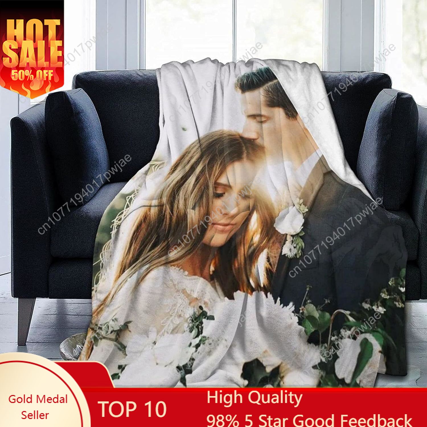 Christmas Throw Blanket - Custom Blanket with Photos Text Customized