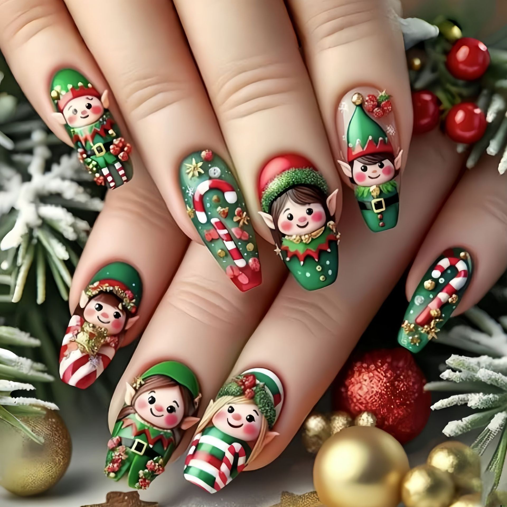 Christmas Tree Artificial - Medium fake nails for Christmas party