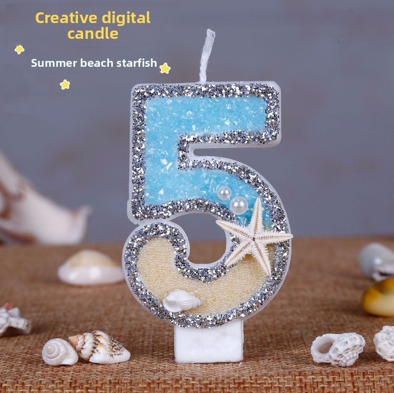 Holiday Candle Set - Beach Starfish Number Birthday Candles 0-9