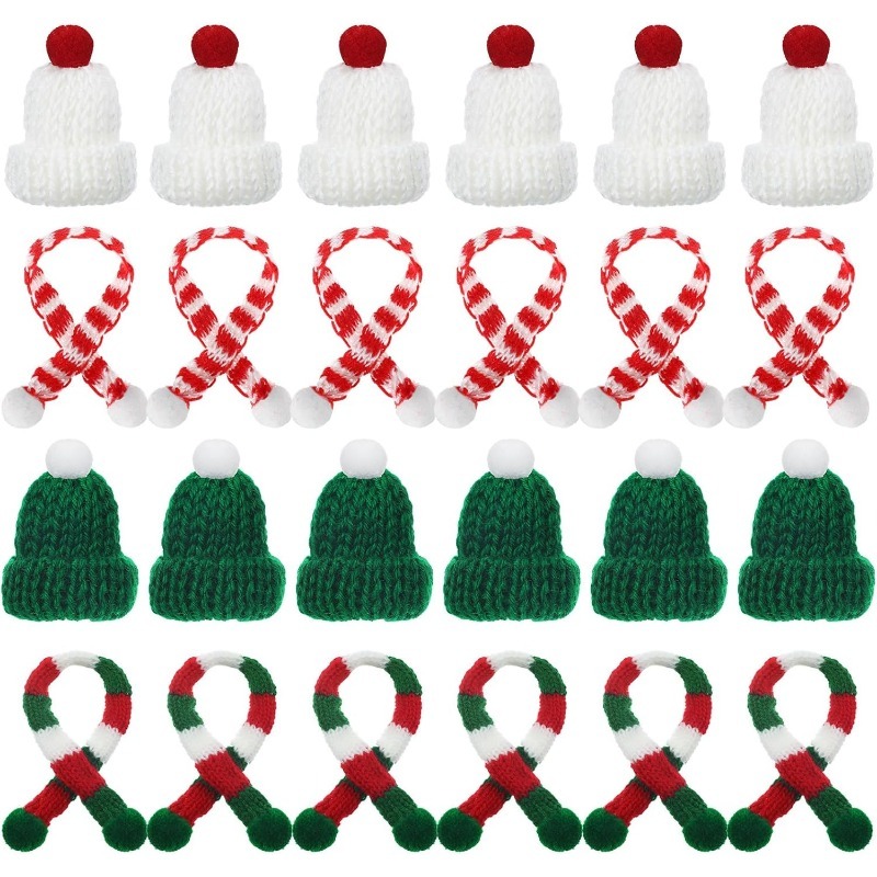 Santa Hat Plush - 5/10Pcs Christmas Decoration Mini Knitted Hat