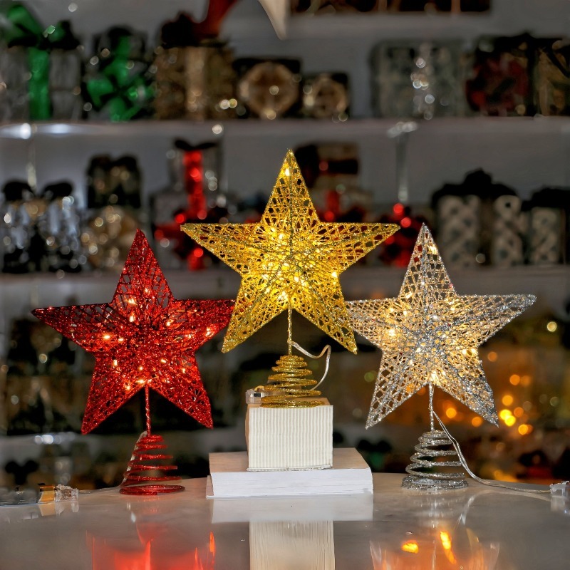 Star Tree Topper - Christmas Tree Glitter Star Topper Exquisite