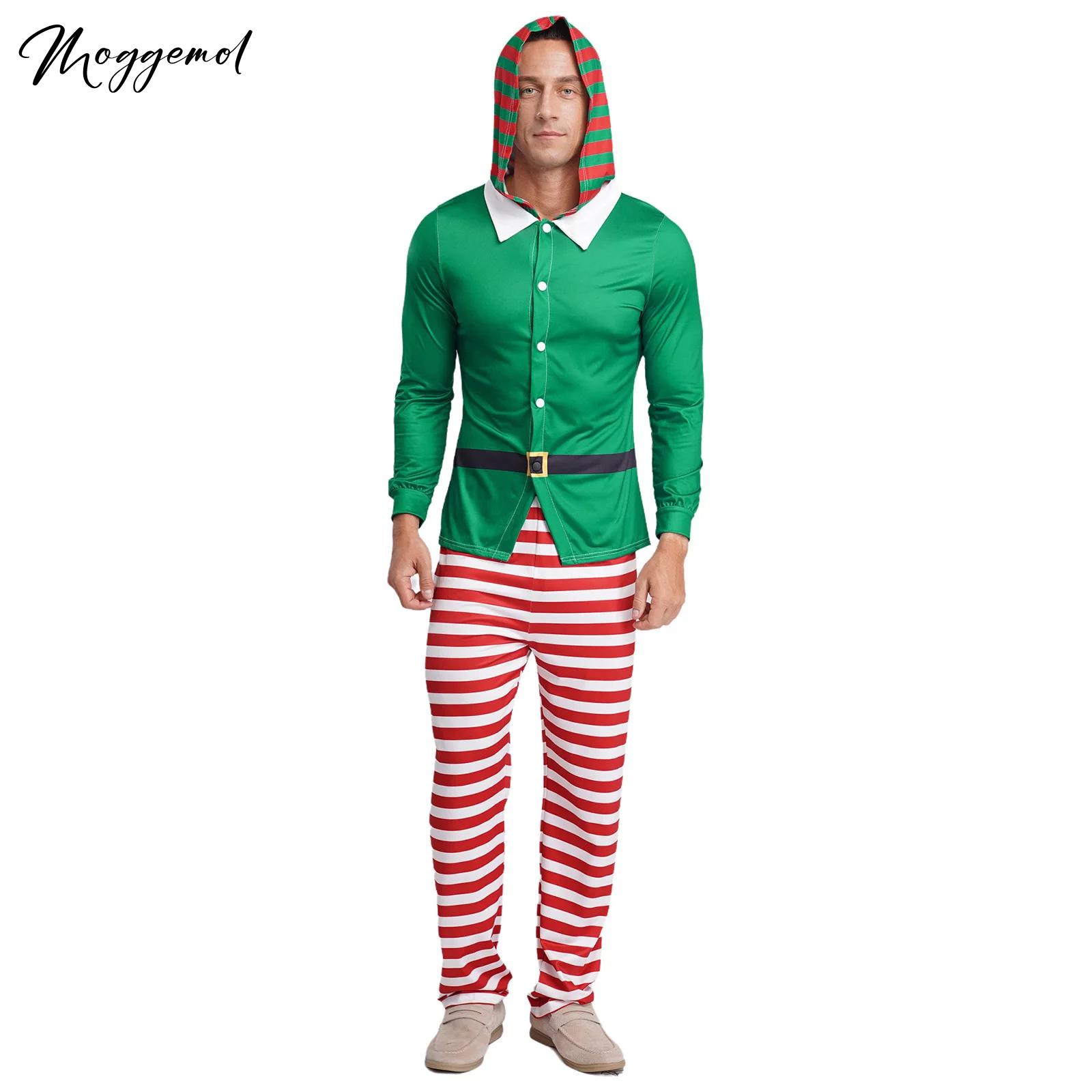 Elf Costume Christmas - Mens Christmas Elf Pajamas Party Cosplay