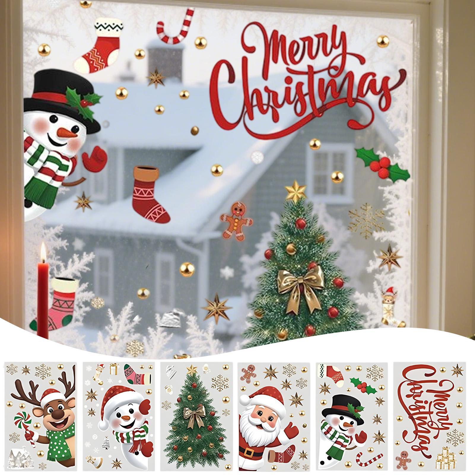 Snowflake Window Decal - Christmas Window Decals Holiday Snowflake Santa