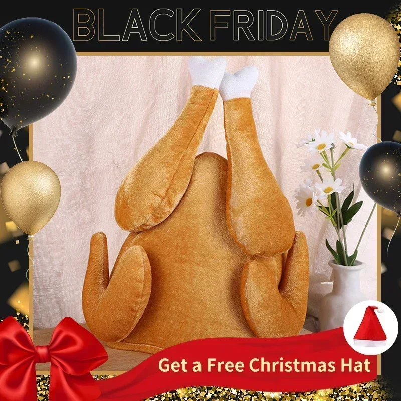 Santa Hat Plush - New Plush Roasted Thanksgiving Turkey Hat