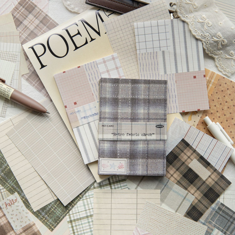 Christmas Throw Blanket - 1pack/50pcs Vintage Basic Plaid Decorative Scrapbook