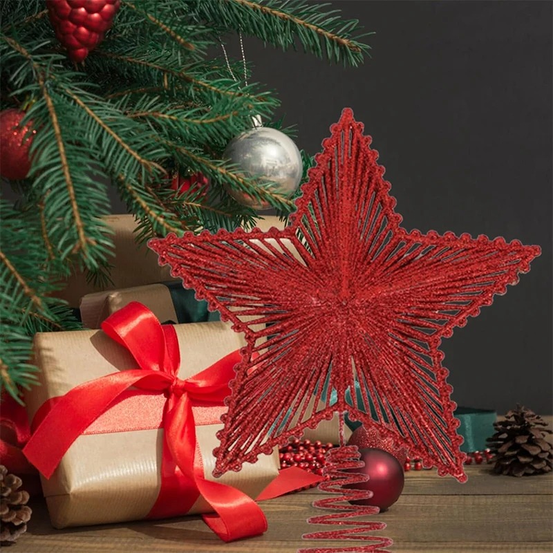25cm Red Glitter Christmas Tre - огляд і ціна Star Tree Topper