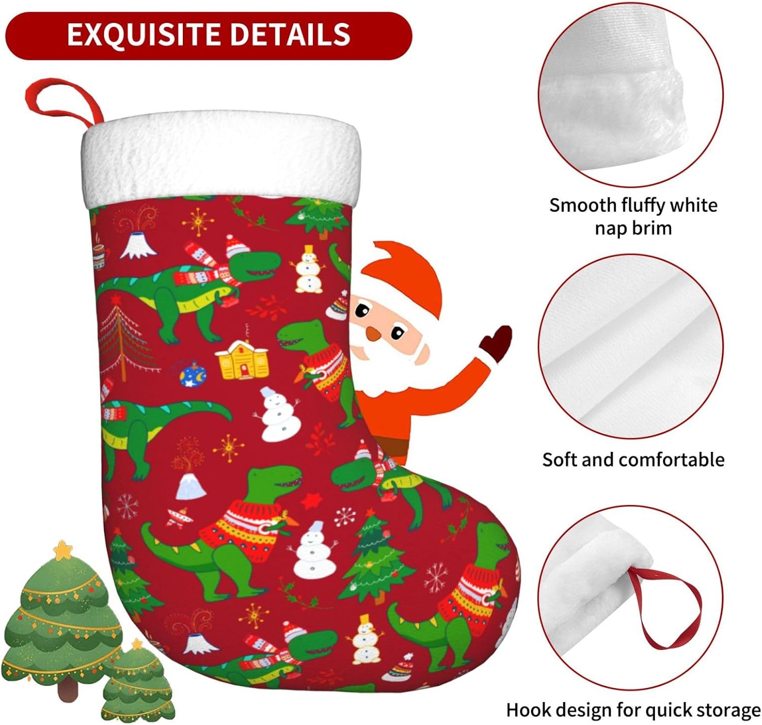 Cute Christmas Dinosaur Christ - огляд і ціна Christmas Stocking Hanging