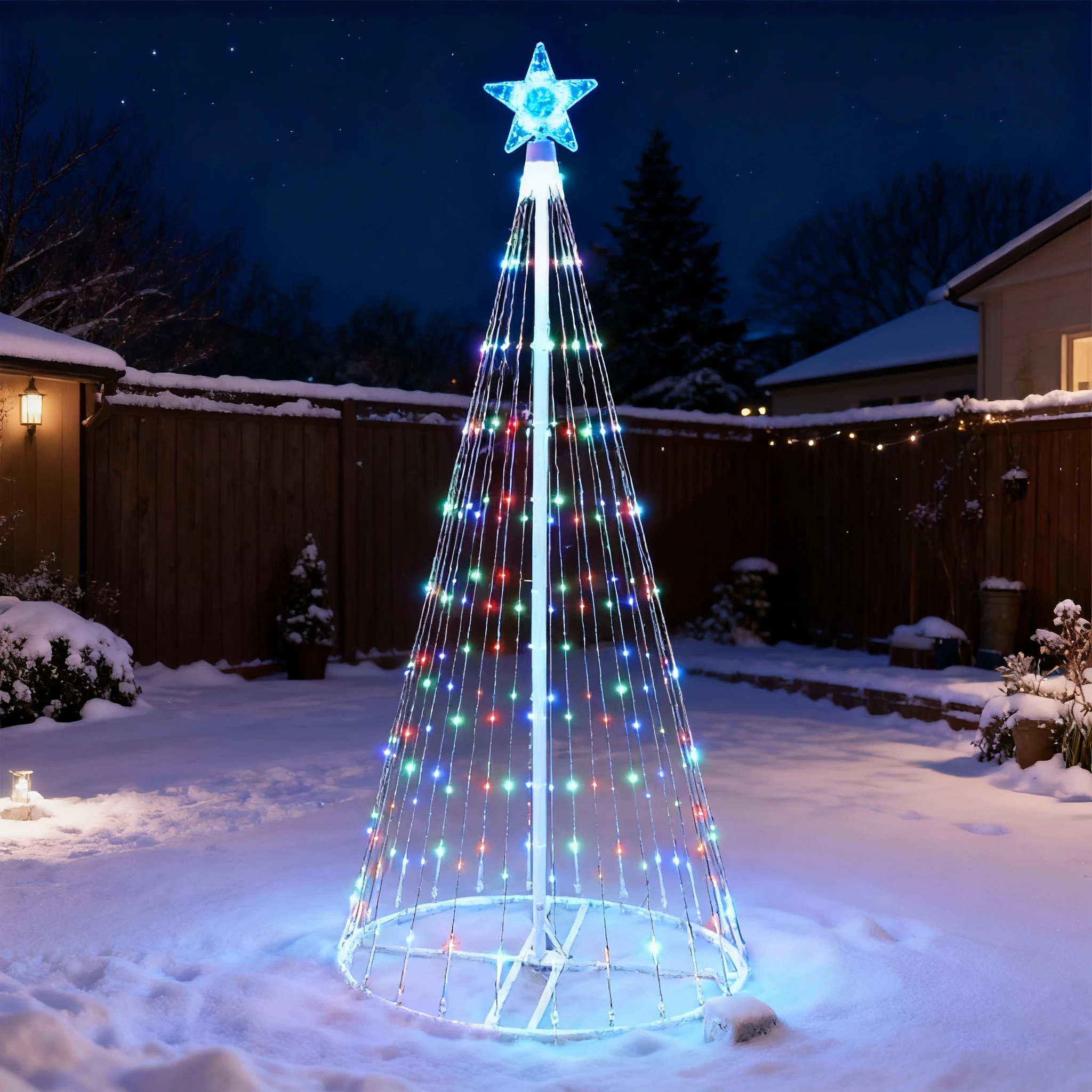 Solar-Powered LED Waterfall St - огляд і ціна Star Tree Topper