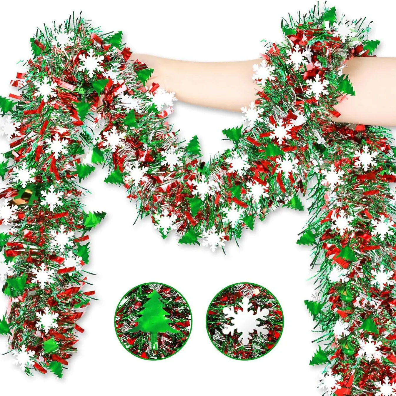 2M Christmas Snowflake Tinsel  - огляд і ціна Tinsel Garland Decoration