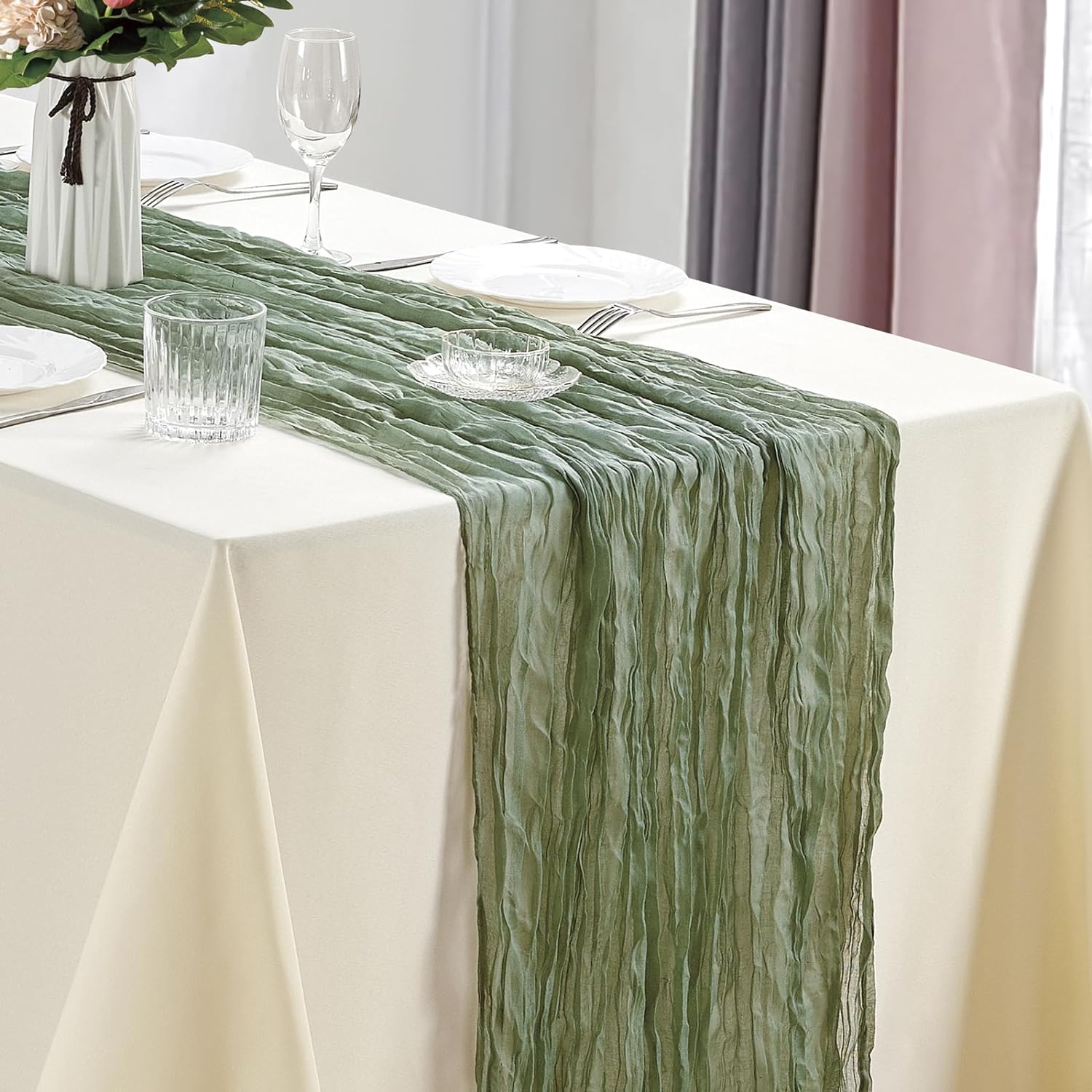 10Pcs Cheesecloth Table Runner - огляд і ціна Christmas Table Runner