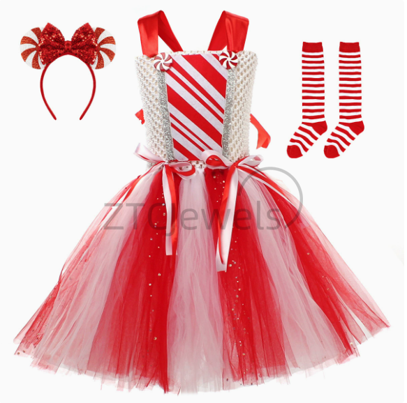 Girls Christmas Candy Cane Tut - огляд і ціна Elf Costume Christmas