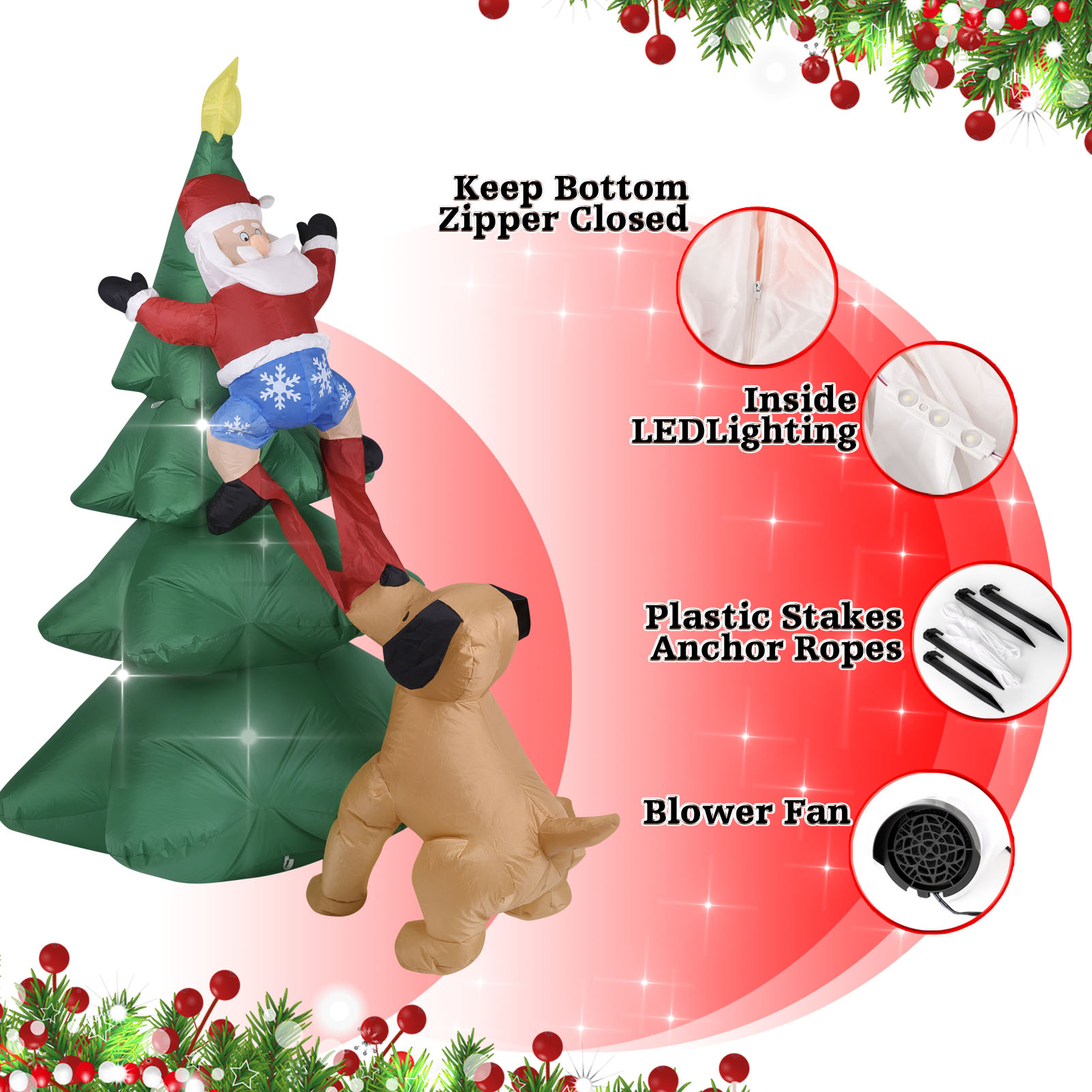 Christmas Inflatable Dog  w/Sa - огляд і ціна Christmas Lights Outdoor