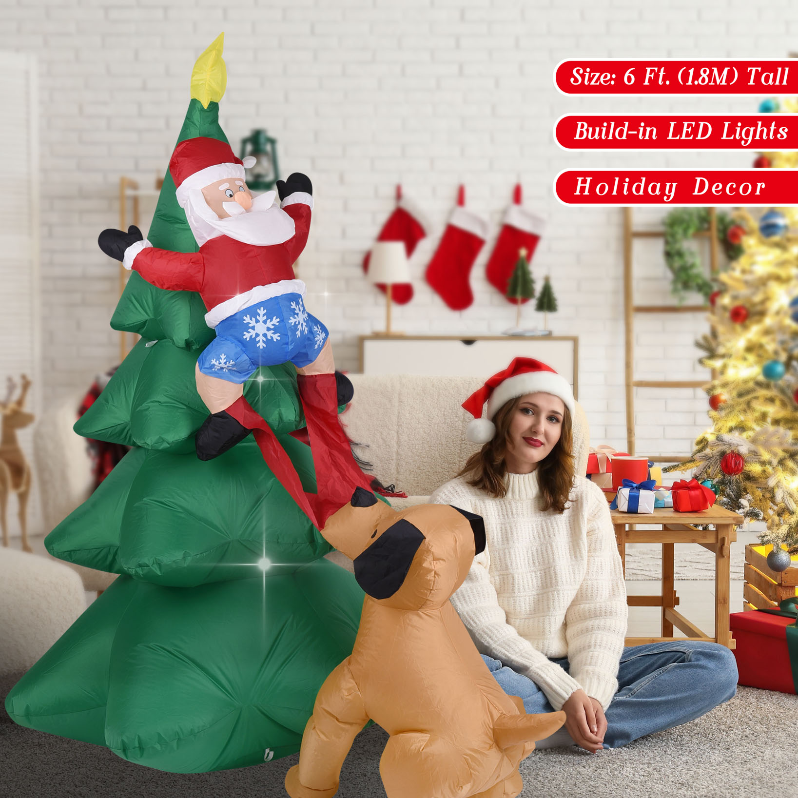 Christmas Inflatable Dog  w/Sa - огляд і ціна Christmas Lights Outdoor