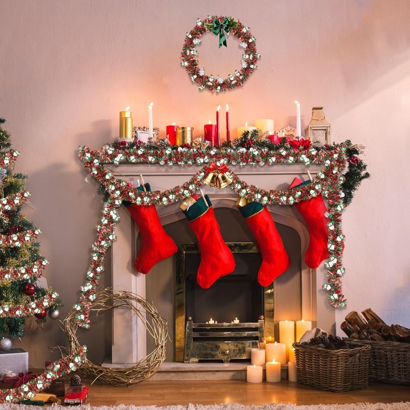 2M Red Green Christmas Tinsel  - огляд і ціна Tinsel Garland Decoration
