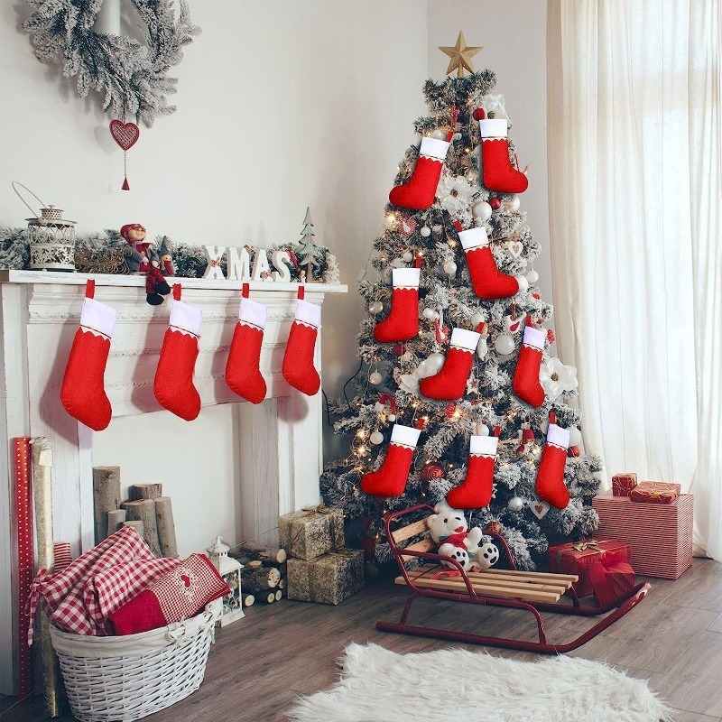 Double Sided Gold Trim Christm - огляд і ціна Christmas Stocking Hanging