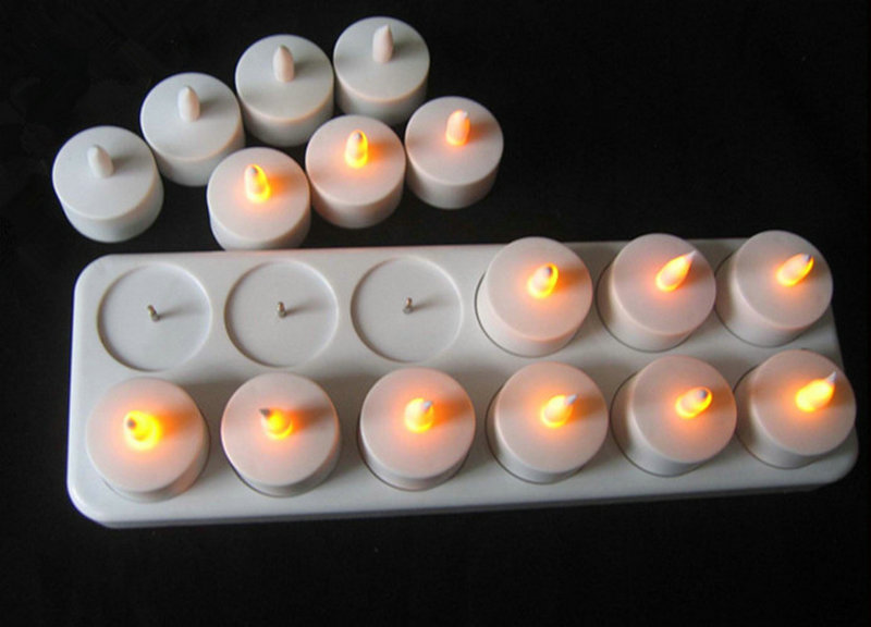 Set of 12 Rechargeable LED Can - огляд і ціна Holiday Candle Set