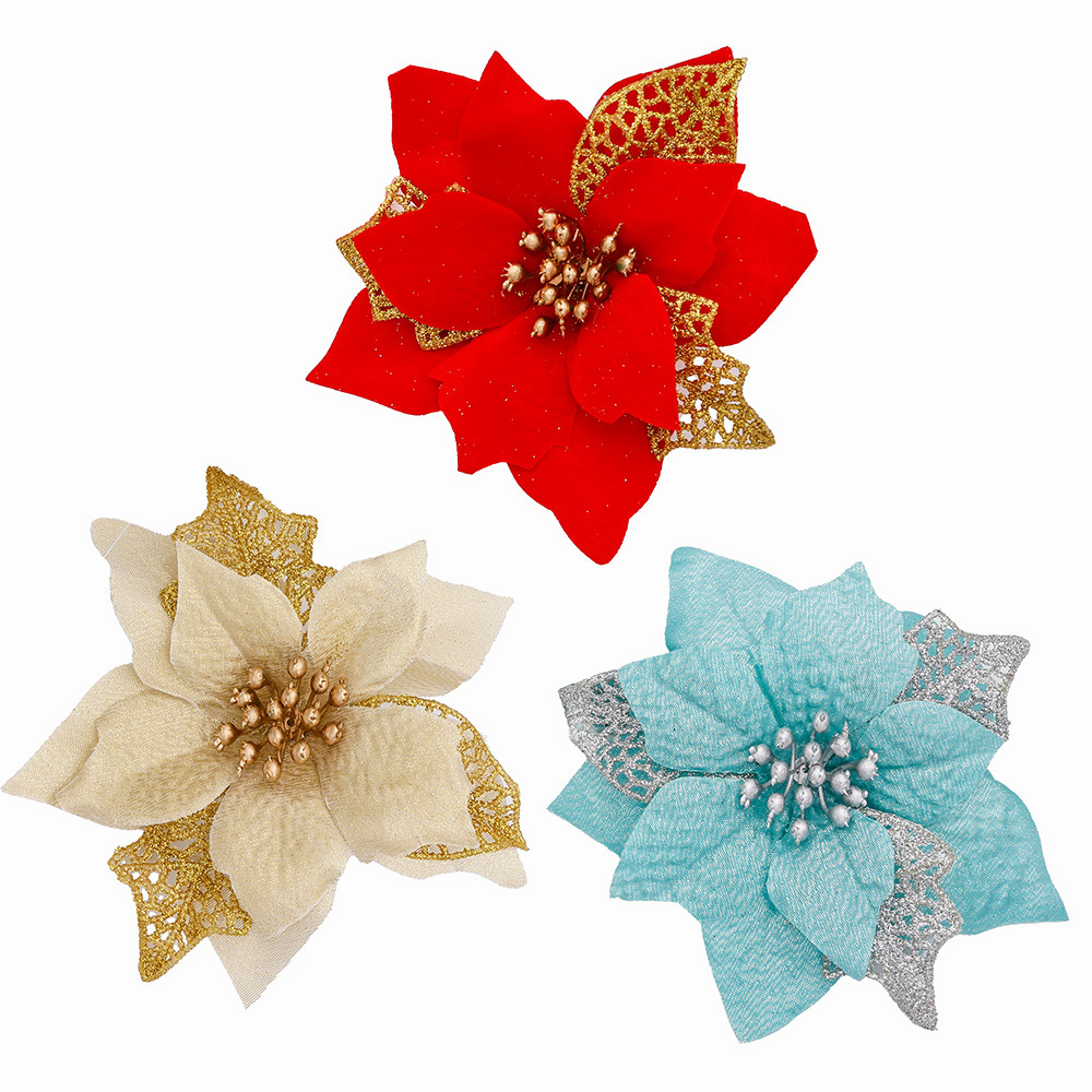 10Pcs Glitter Artificial Flowe - огляд і ціна Christmas Wreath Fake