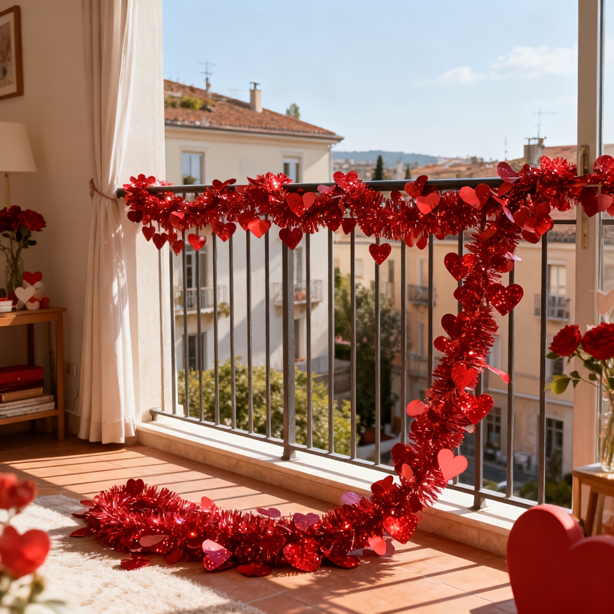 3pcs Red Heart Plastic Tinsel  - огляд і ціна Tinsel Garland Decoration