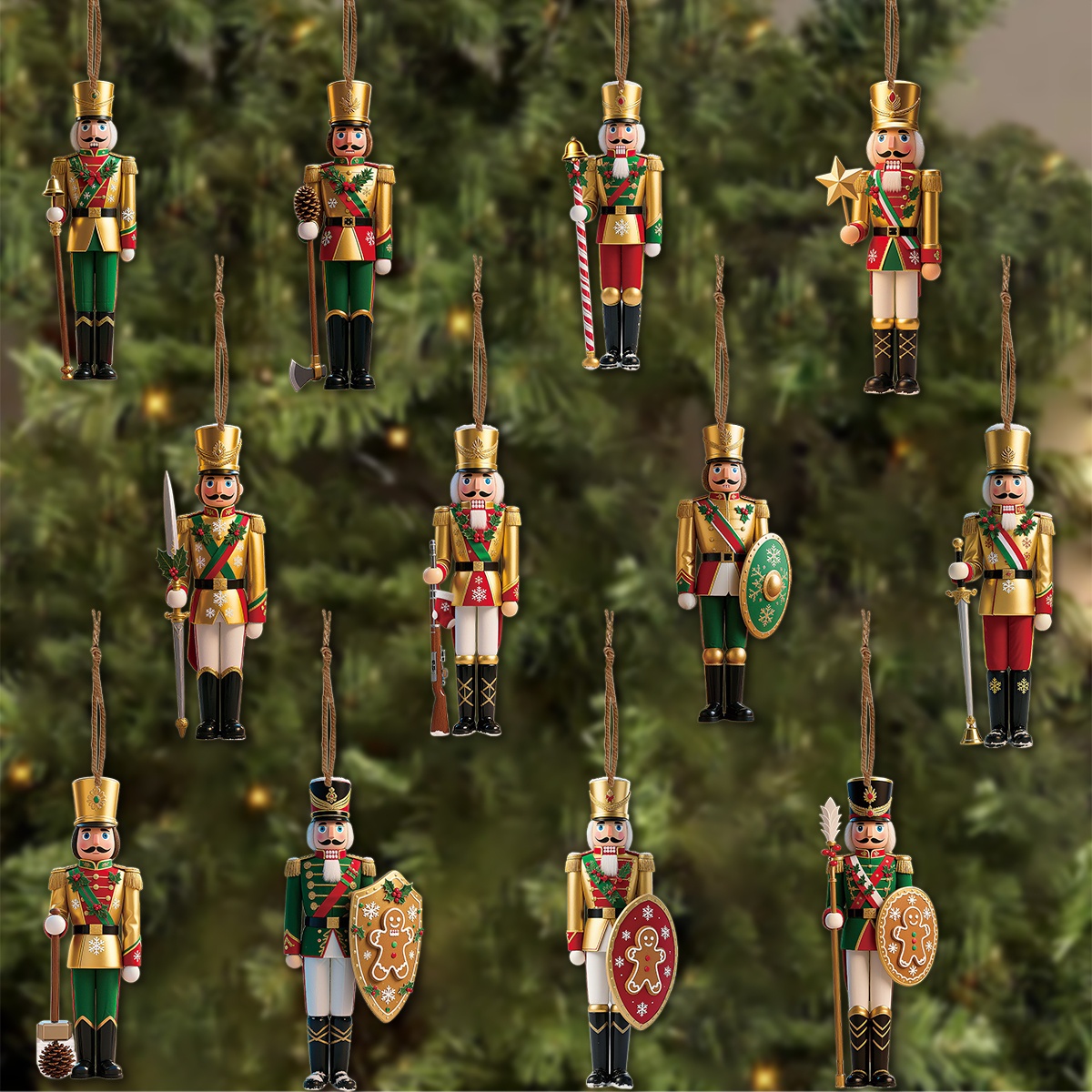 12pcs 2D Flat Wooden Christmas - огляд і ціна Nutcracker Figurine