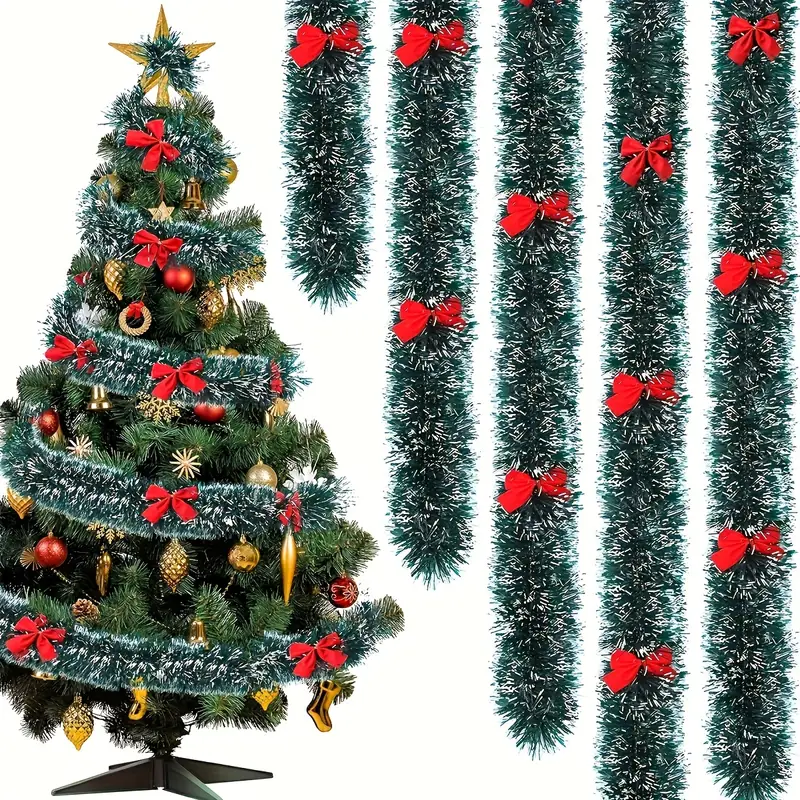 Christmas Bow Tinsel Ribbons G - огляд і ціна Tinsel Garland Decoration