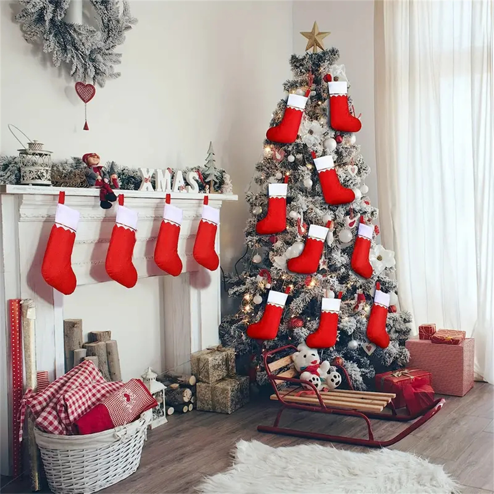 12pcs Red Felt Christmas Stock - огляд і ціна Christmas Stocking Hanging