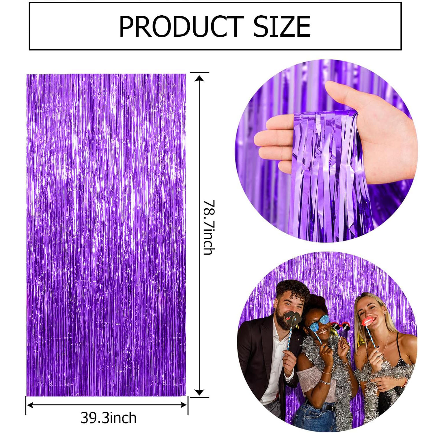 2 Pcs Purple Backdrop Tinsel S - огляд і ціна Tinsel Garland Decoration