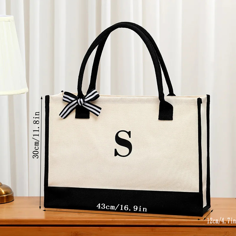 Simple canvas letter tote bag  - огляд і ціна Ribbon Bow Gift