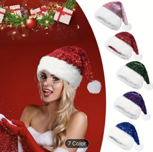 Sequin Christmas Hat Plush Sol - огляд і ціна Santa Hat Plush