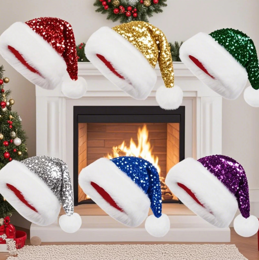 Sequin Christmas Hat Plush Sol - огляд і ціна Santa Hat Plush