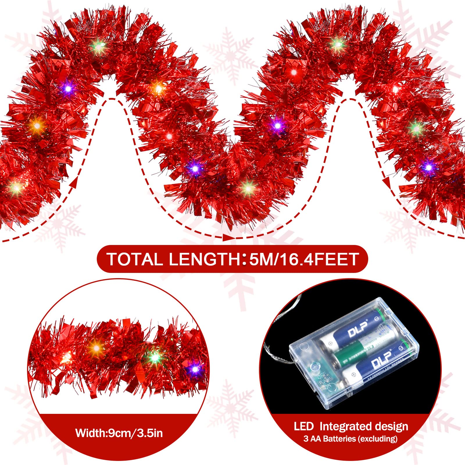 1/3pcs 5M Christmas Tinsel Gar - огляд і ціна Tinsel Garland Decoration