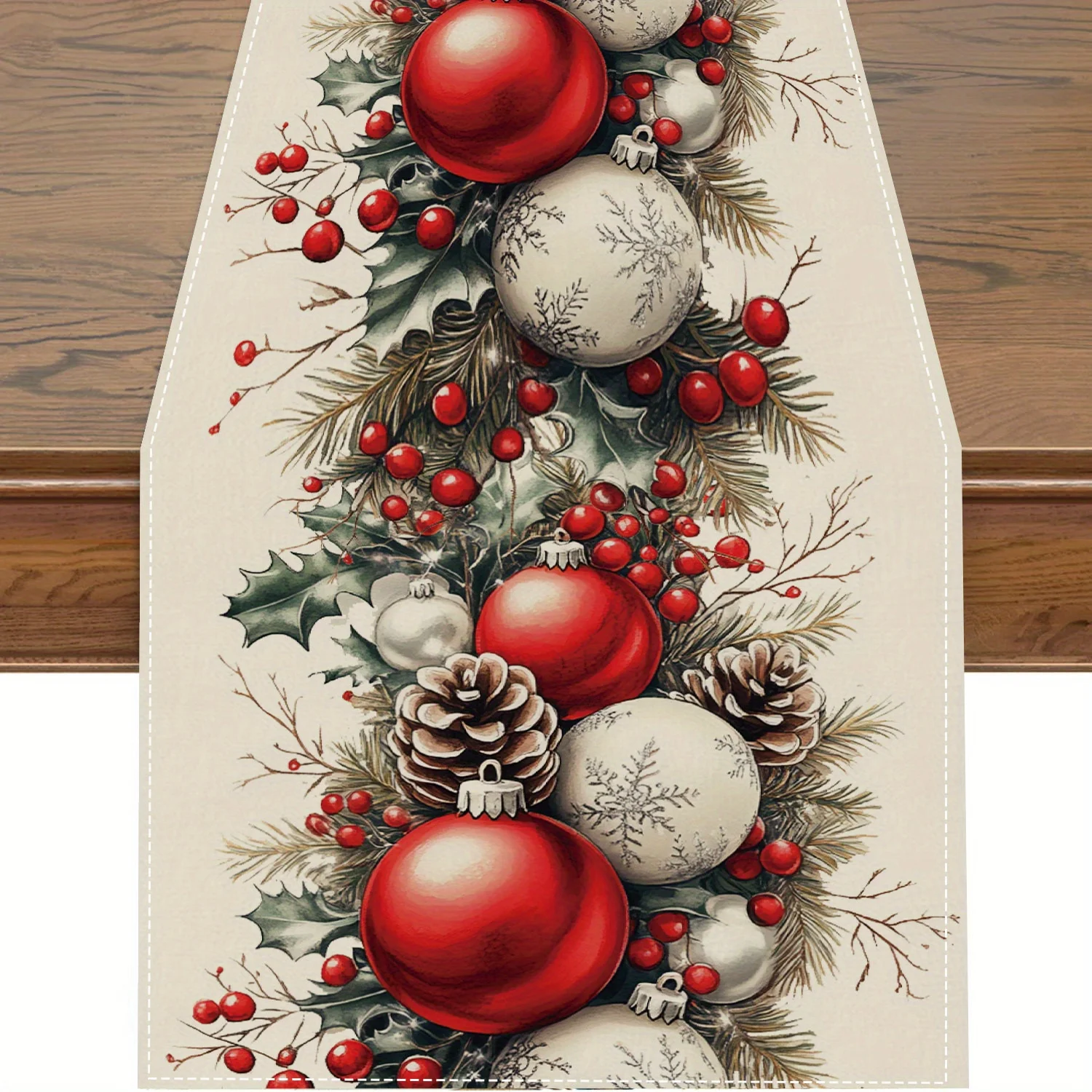 Christmas Balls Pine Cone Red  - огляд і ціна Christmas Table Runner