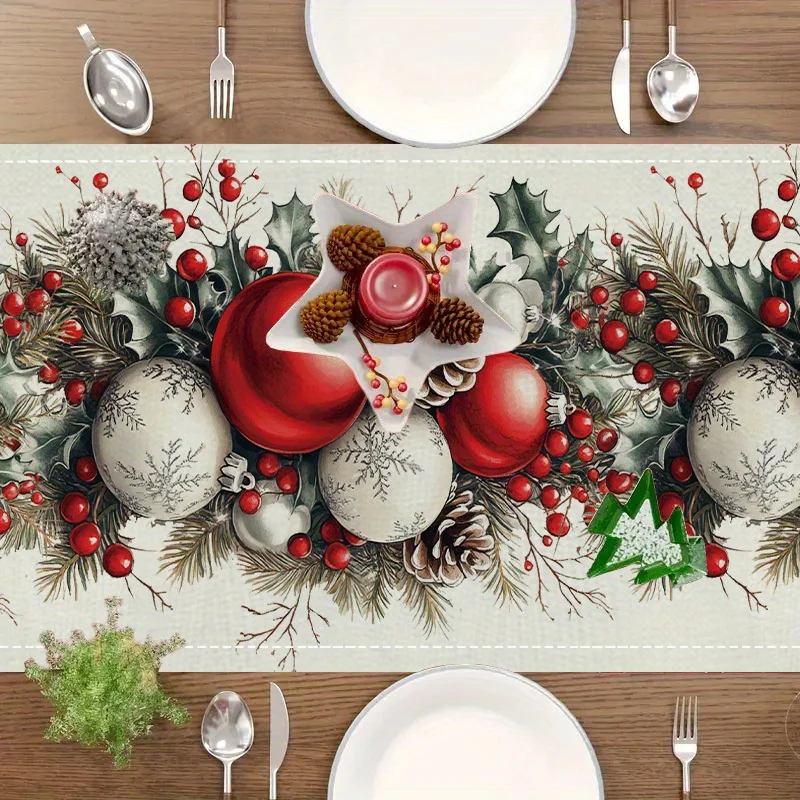 Christmas Balls Pine Cone Red  - огляд і ціна Christmas Table Runner