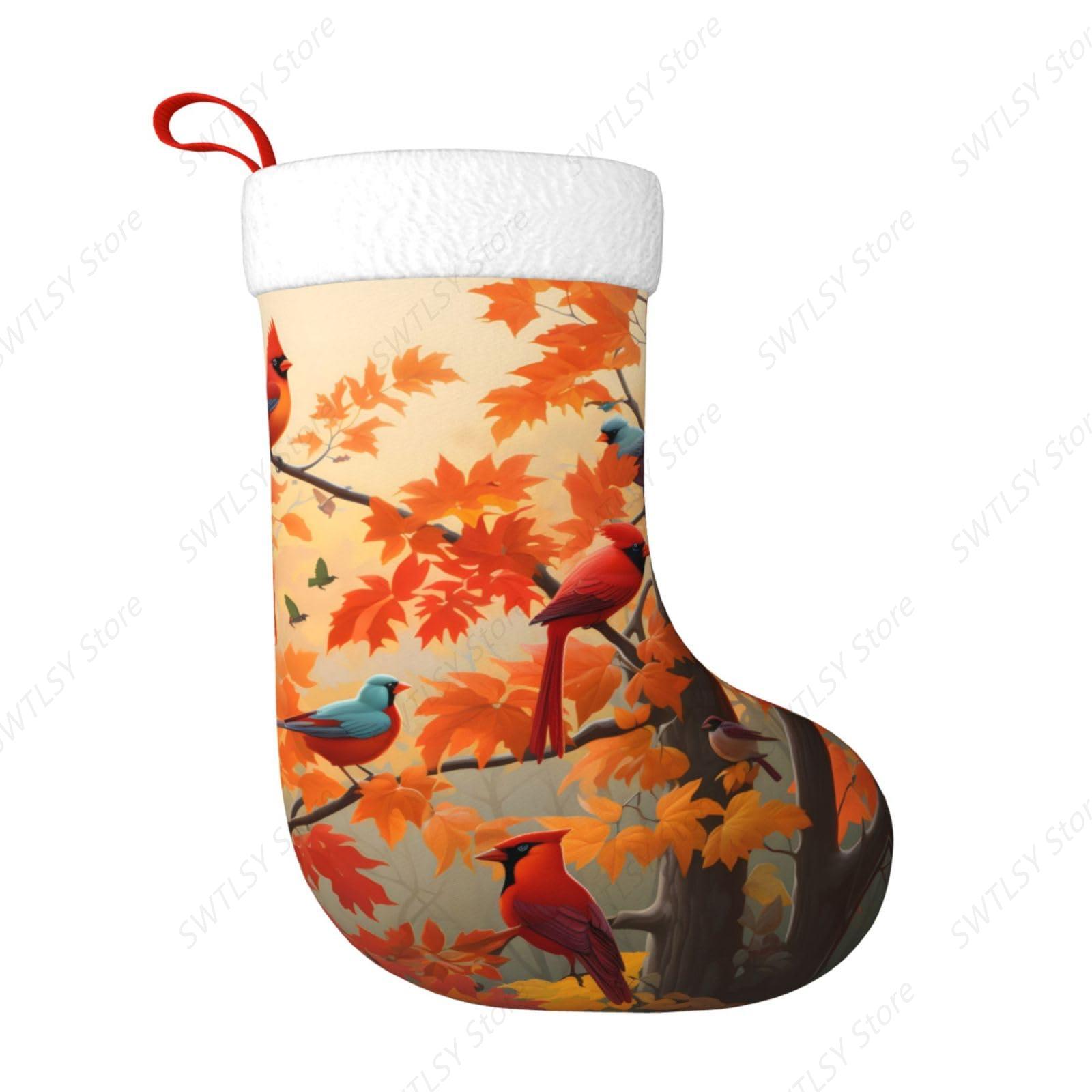 Fall Cardinal Birds and Maple- - огляд і ціна Christmas Stocking Hanging