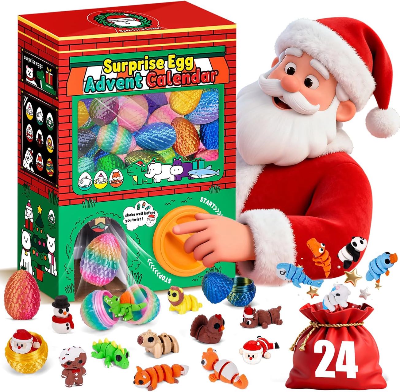 24pcs 3D Printed Surprise Egg  - огляд і ціна Advent Calendar Gift